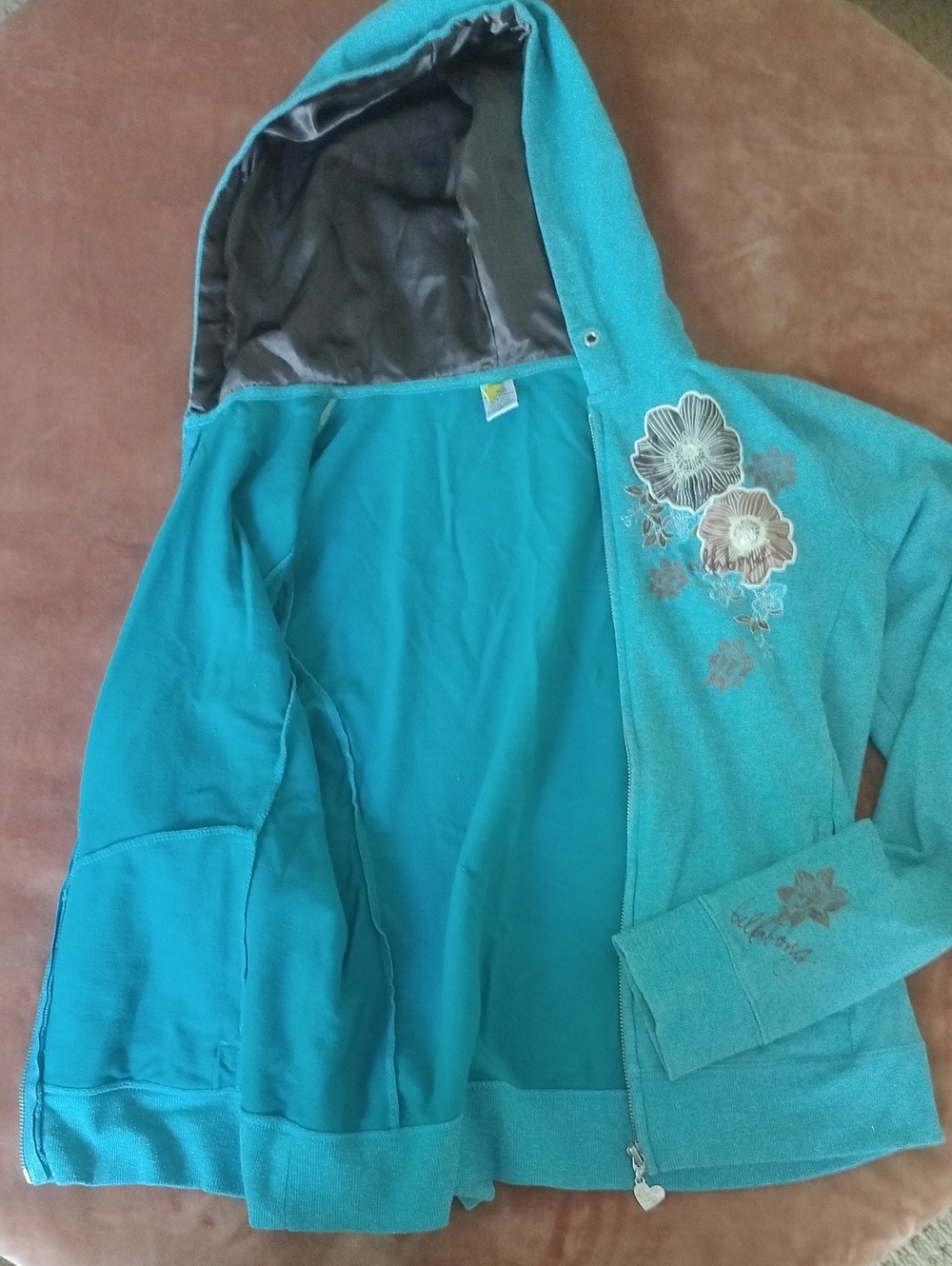 Billabong Teal Blue Floral Hooded Jacket